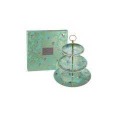 Sara Miller London Portmeirion Chelsea Three Tier Cake Stand Green