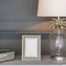 Laura Ashley Harrison Photo Frame Polished Silver & Natural Linen
