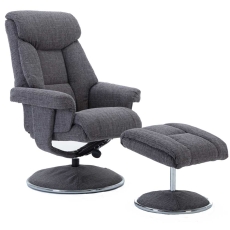 Bradfield Swivel Recliner Chair & Footstool Lisbon Grey