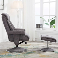 Bradfield Swivel Recliner Chair & Footstool Lisbon Grey