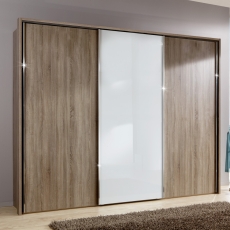 Miramar 3 Door Wardrobe Centre White Glass