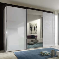 Miramar 3 Door Wardrobe White Glass