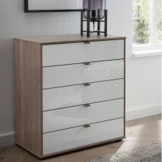 Tannington 5 Drawer Chest 80cm Wide Dark Rustic Oak