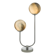 Dar Mikara 2 Light Table Lamp Polished Chrome Glass
