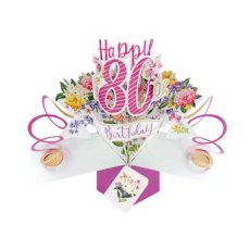 Birthday Flowers Pop Up 80th Birthday Card