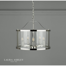 Laura Ashley Harrington 5lt Pendant Polished Nickel Glass