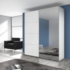 Laguna Gliding 2 Door 1 Mirror Wardrobe High Polish White