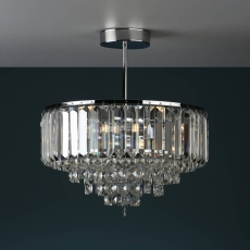 Laura Ashley Vienna Crystal & Polished Chrome 3 Light Semi Flush Ceiling Light