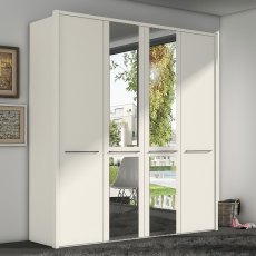 Denby Painted 4 Door 2 Mirrored Wardrobe White