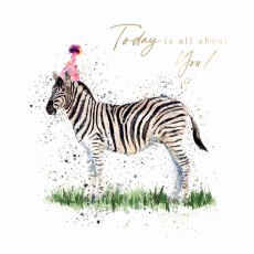 Zebra With Party Hat Birthday Card