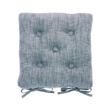 Walton & Co Chambray Seat Pad With Ties Flint Blue