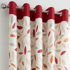 Fusion Beechwood Eyelet Headed Curtains Lined Red
