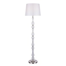 Laura Ashley Bradshaw Floor Lamp Polished Nickel & Ribbed Glass With Shade