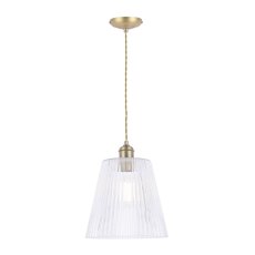 Laura Ashley Grand Epndant Antique Brass & Ribbed Glass