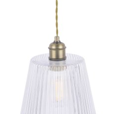 Laura Ashley Grand Epndant Antique Brass & Ribbed Glass