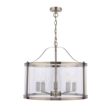 Laura Ashley Harrington 5lt Pendant Antique Brass & Glass
