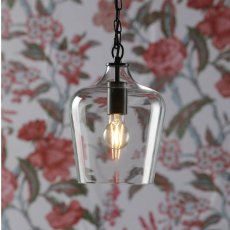 Laura Ashley Ockley Pendant Glass & Matt Black