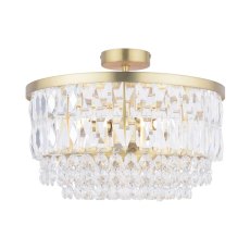 Laura Ashley Rhosill 3lt Semi Flush Glass & Antique Brass