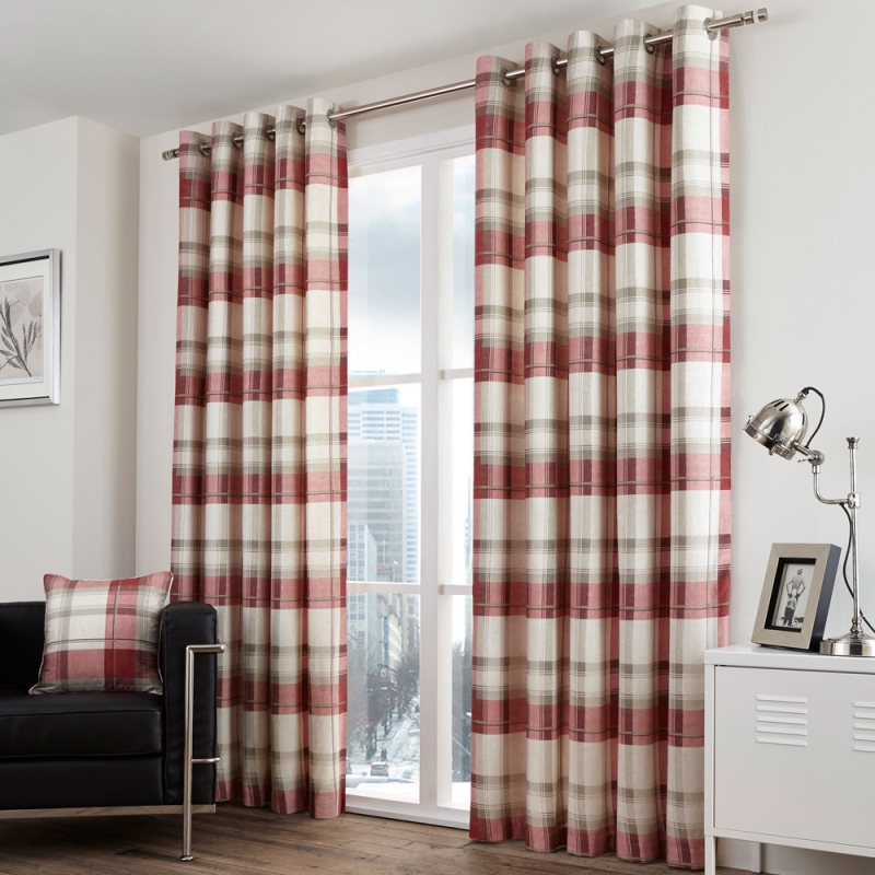 Fusion Balmoral Eyelet Headed Curtains Lined Ruby