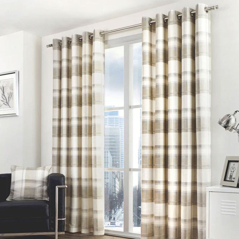 Fusion Balmoral Eyelet Headed Curtains Lined Natural