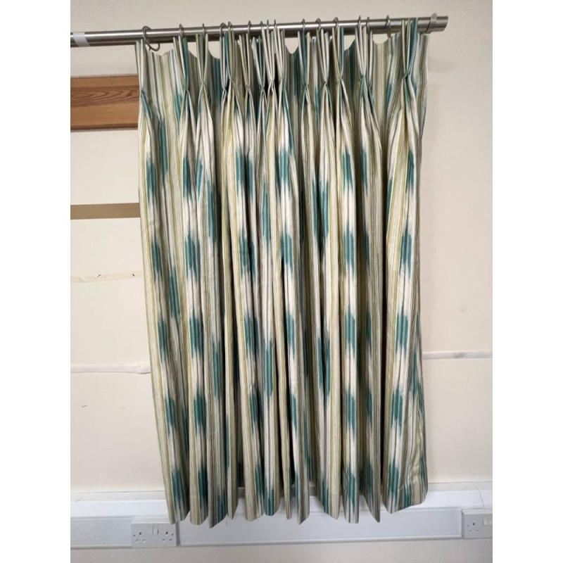 Ishi Nettle/Celeste Triple Pinch Pleat Curtains 128.5cm - Glasswells