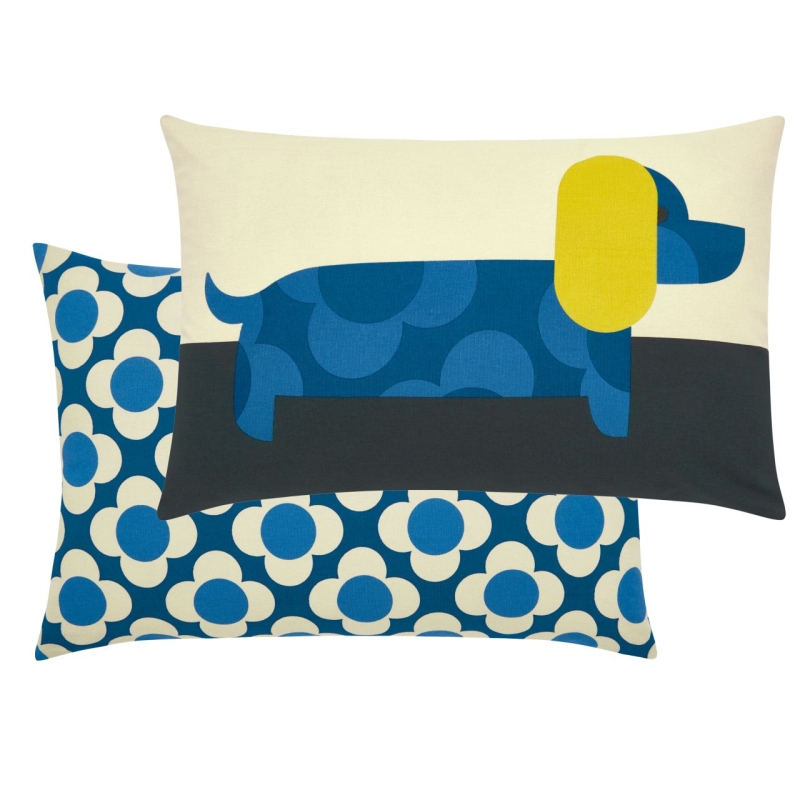 Orla Kiely Small Dachshund Cushion Blue Glasswells