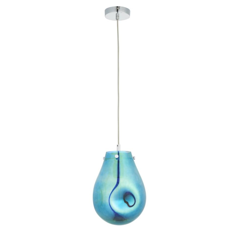 Newton Metallic Petrol Medium Glass Pendant