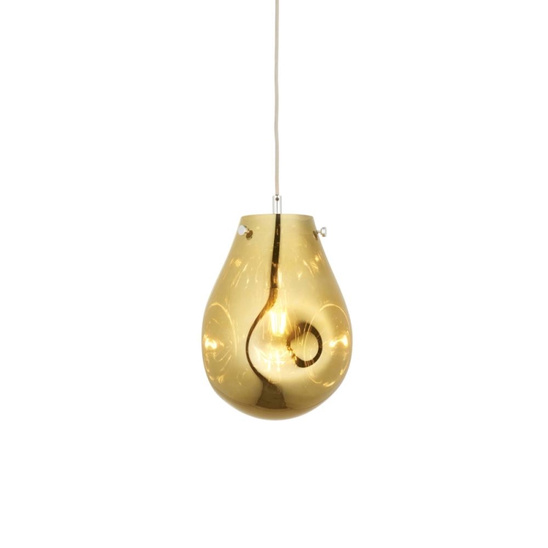 Newton Metallic Gold Medium Glass Pendant