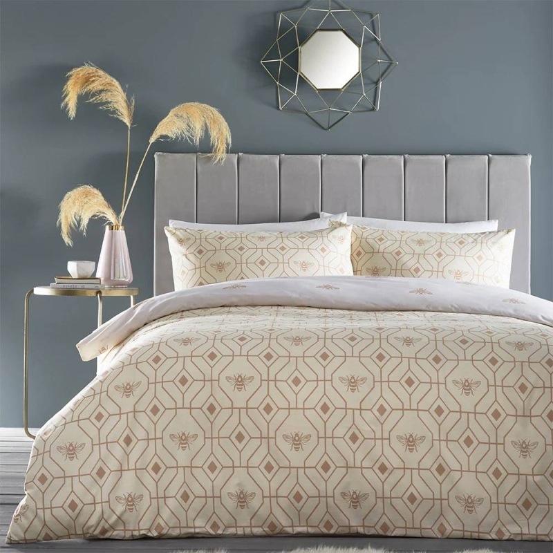 Furn Bee Deco Geometric Duvet Cover Set Champagne