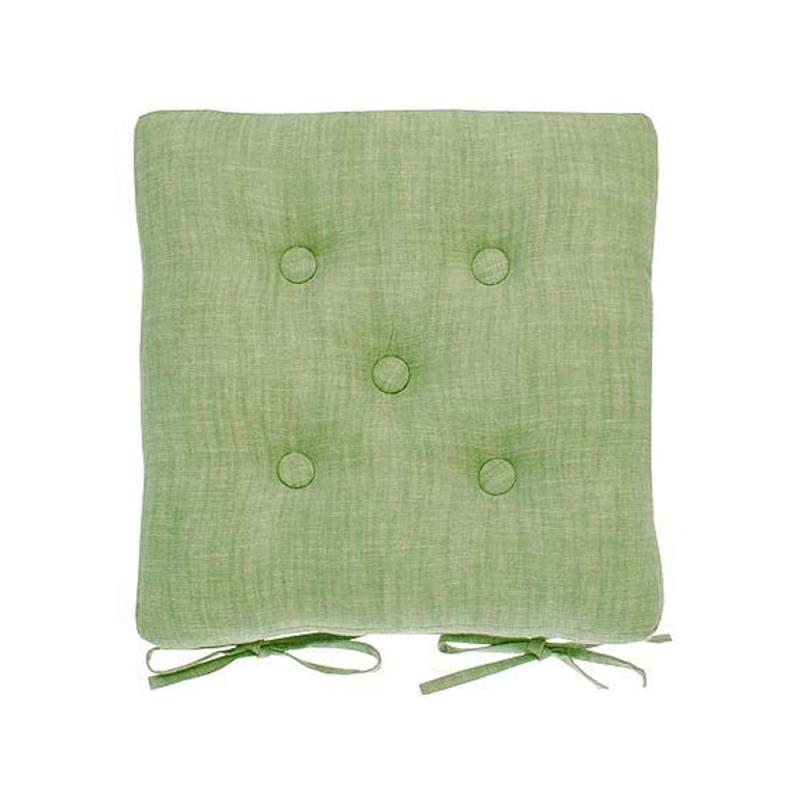 Chambray Seat Pad With Ties Olive