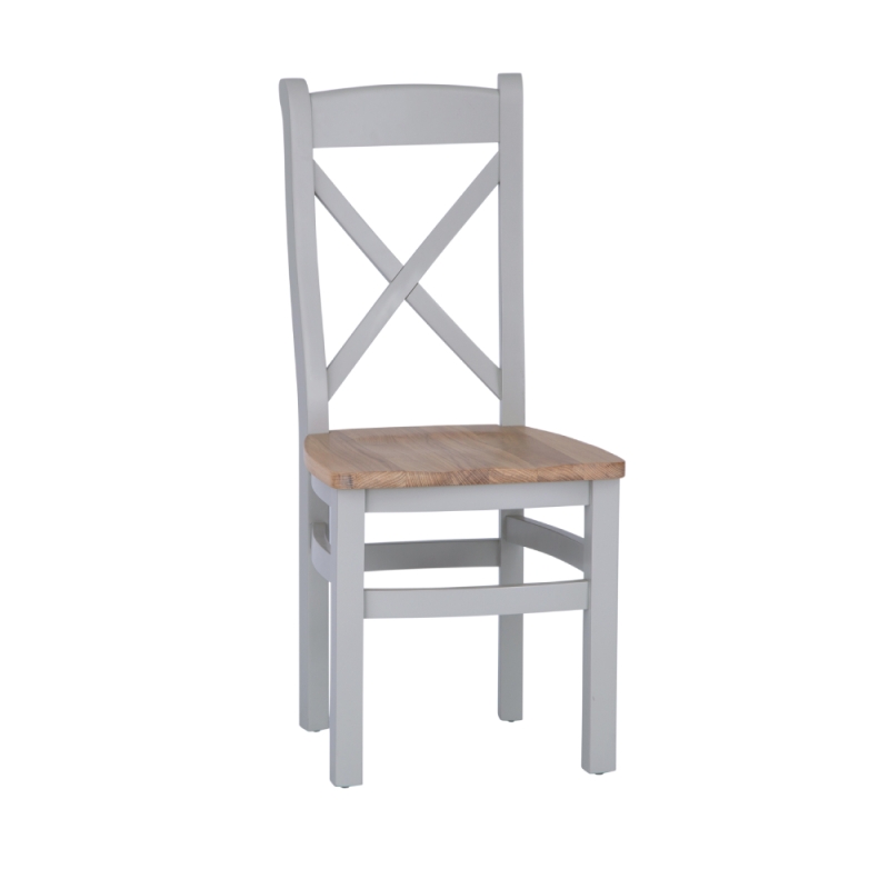 Elveden Cross Back Dining Chair Wood Seat Grey