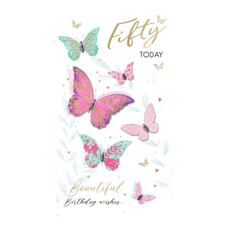 50th Butterflies - Birthday Card