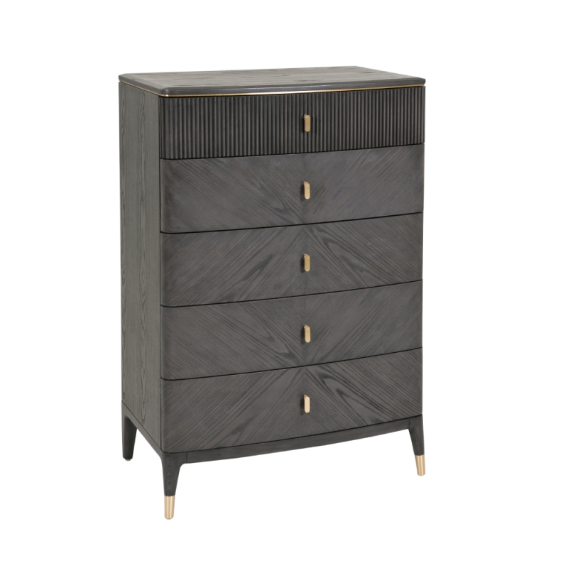 Dante Tall Chest 5 Drawer Ebony