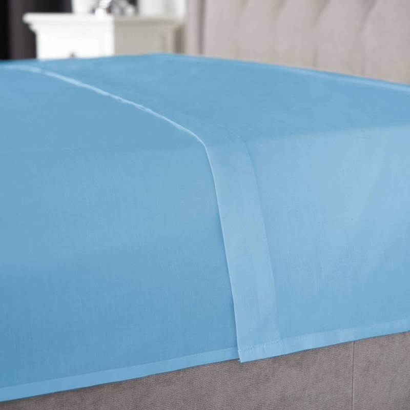 200 COUNT SINGLE FLAT SHEET SKY BLUE