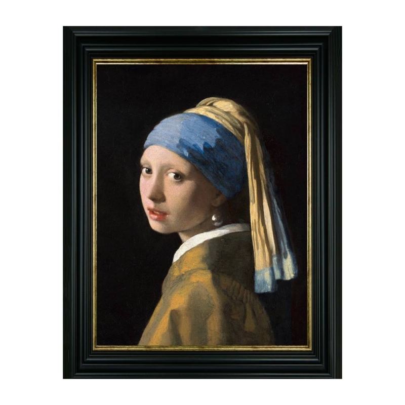 Girl With A Pearl Earring Framed Pictured By Johannes Vermeer