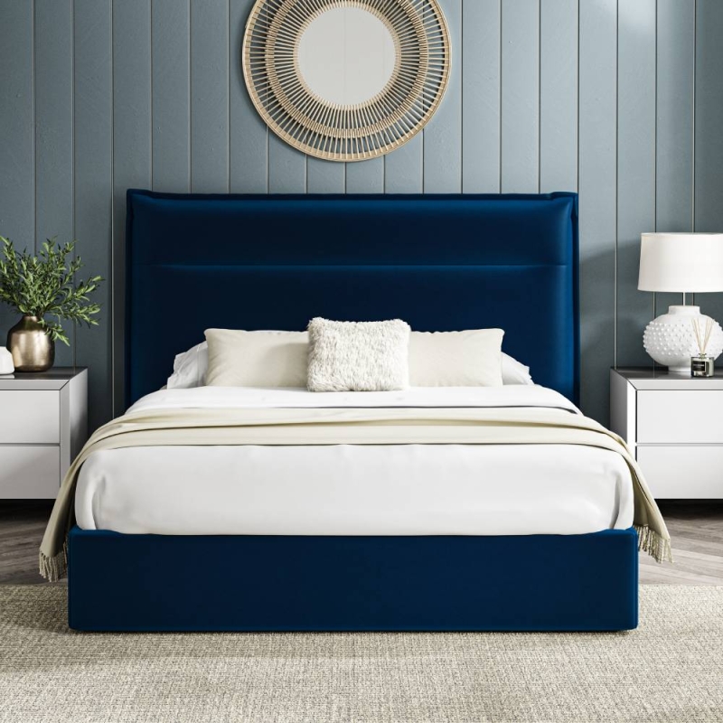 Hadleigh Upholstered Storage Ottoman Royal Blue Velvet