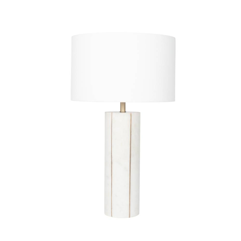 Venetia White Marble & Gold Metal Tall Table Lamp