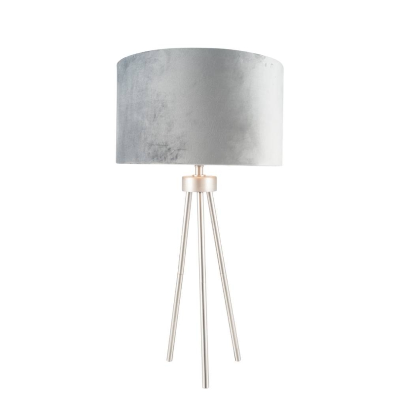 Brushed Silver Metal Tripod Table Lamp