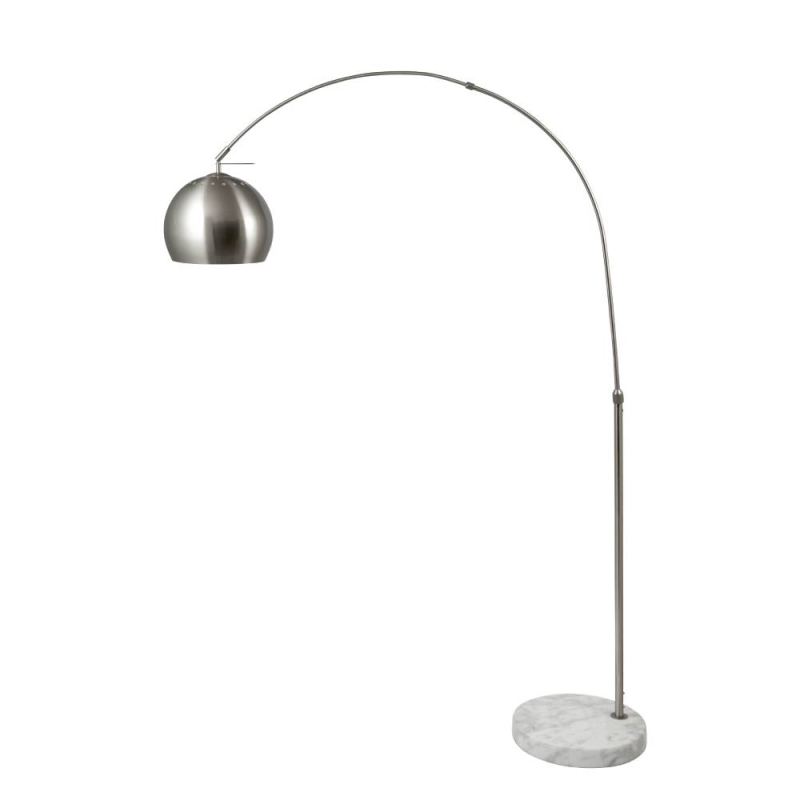 Feliciani Brushed Silver & White Marble Floor Lamp