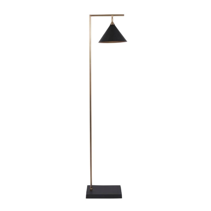 Matt Black and Antique Brass Floor Lamp