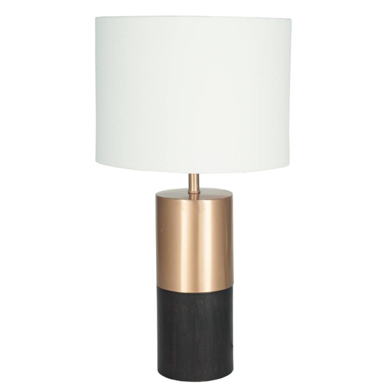 Dark Wood and Gold Metal Table Lamp