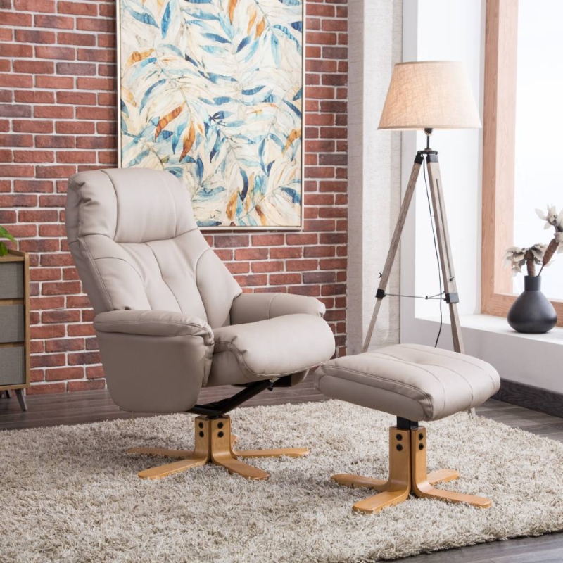 Deben Swivel Chair Footstool Pebble Plush Glasswells