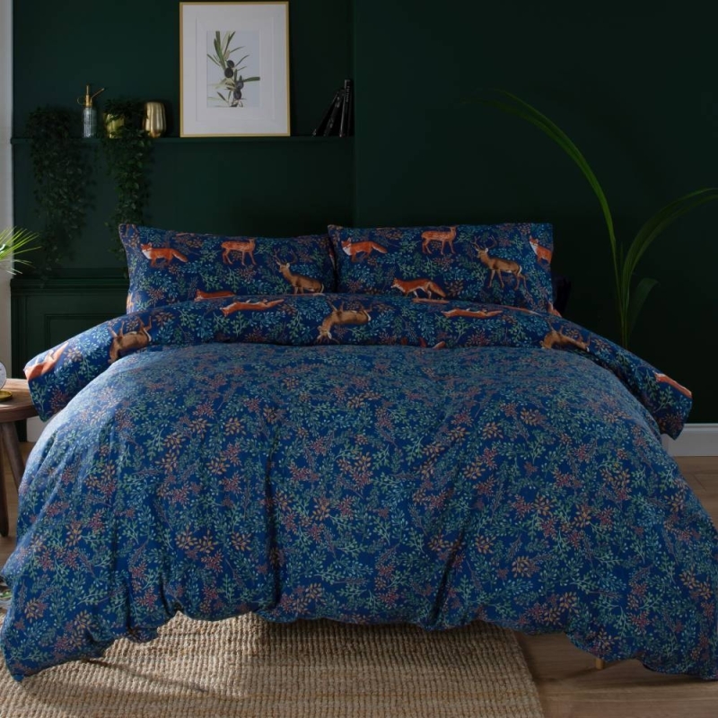 Fox And Deer Duvet Set Navy