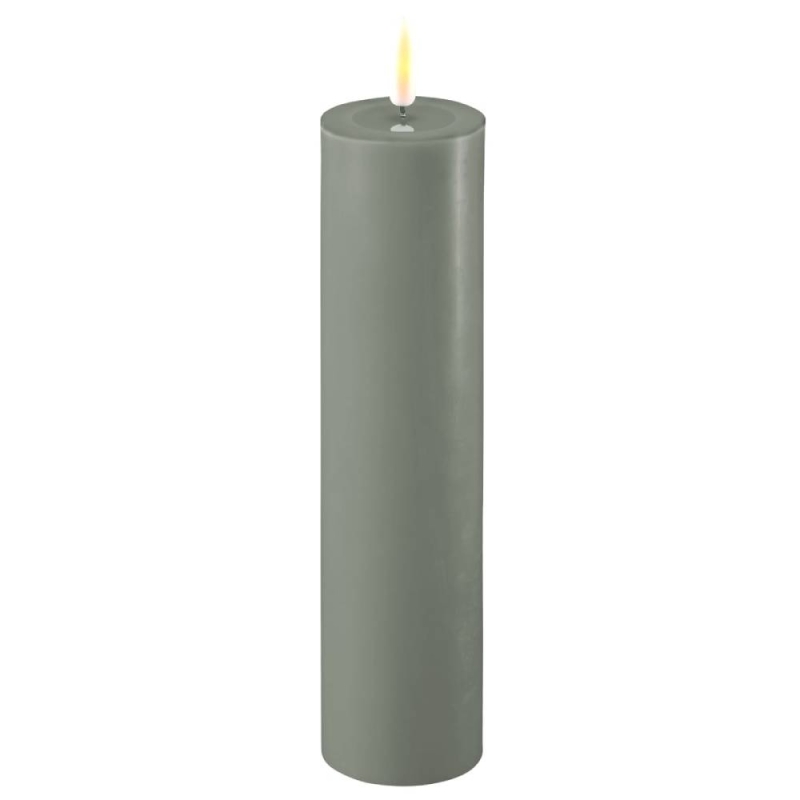 Deluxe Homeart Real Flame Led Candle Salvie Green -  5 x 20cm