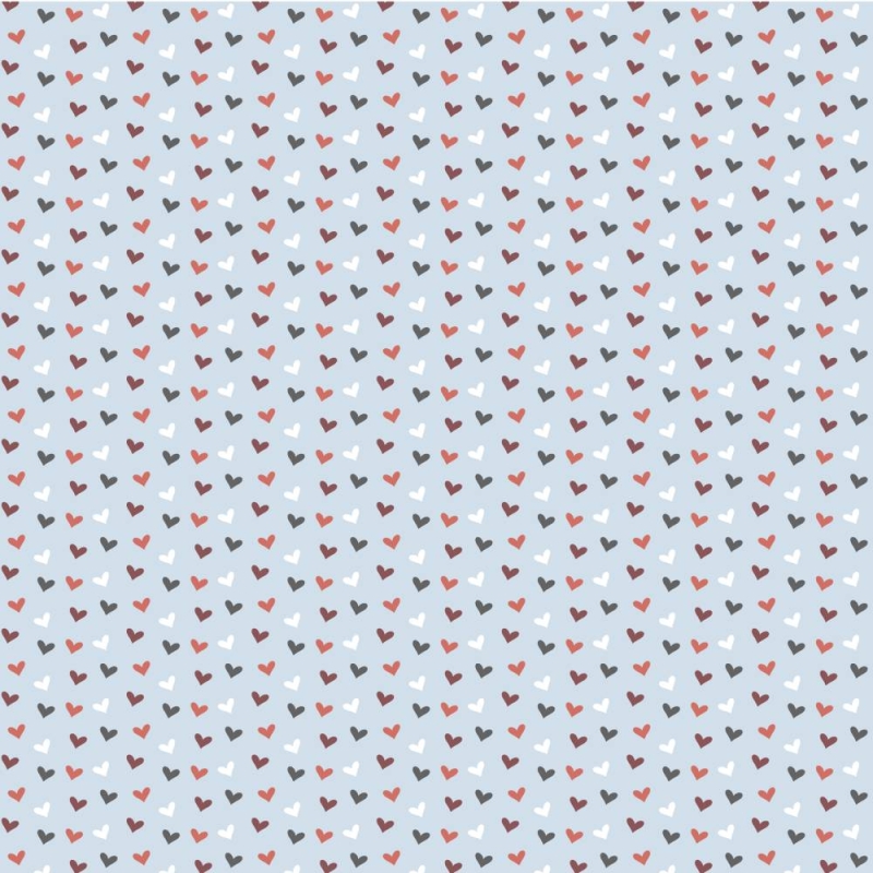 Hearts on Blue Gift Wrap