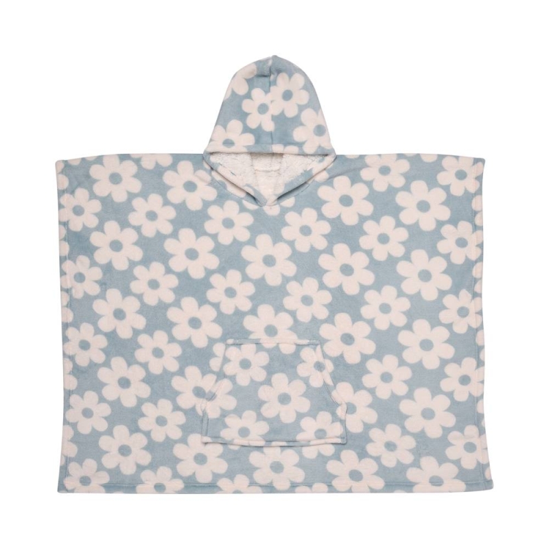 BEDLAM PONCHO RETRO FLOWER DUCK EGG