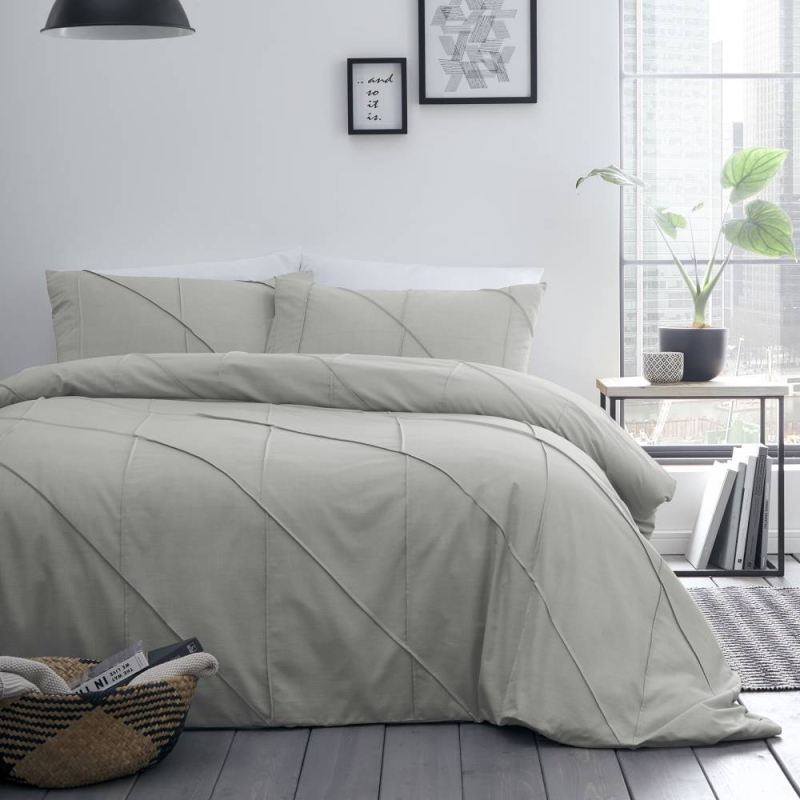 Serene Dart Sgl Duvet Set Grey