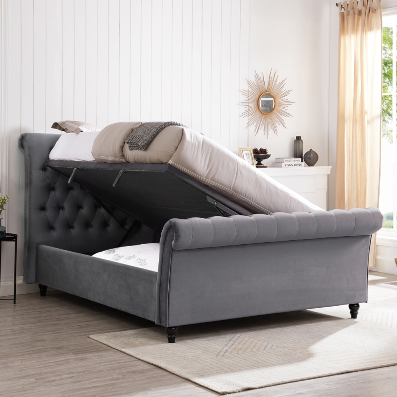 Otley Velvet Silver Bed Frame