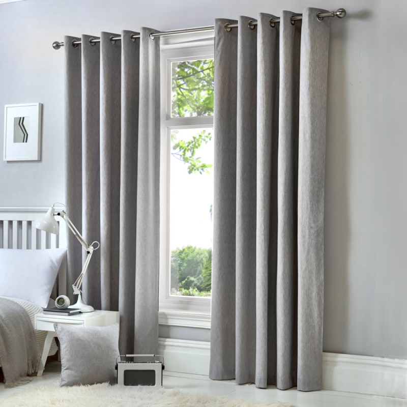 Sorbonne Eyelet Headed Curtains Lined Silver
