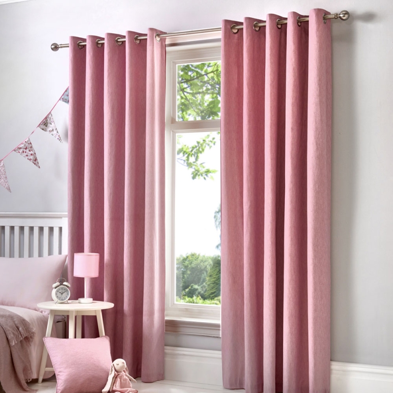 Sorbonne Eyelet Headed Curtains Lined Blush